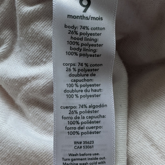 9 Months Carter's Pink Quilted Bunting Bag, Pram Outfit, Fuzzy Hood with Ears - Picture 6 of 6